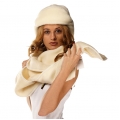 Комплект шапка белый кашемир + шарф белый кашемир